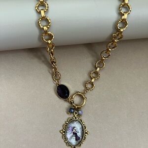 Fairycore Fairy Pendant Statement Necklace: Resin Pendant, Gold Stainless Steel